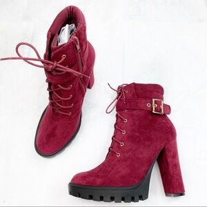 [Shoe Republic] Red Suede Booties